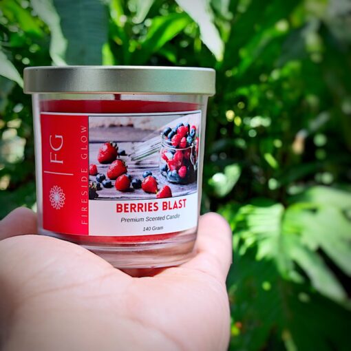 Berries Blast - Fireside Glow Candles | 140 Gram Blended Soy Wax Scented Candle With Metal Lid
