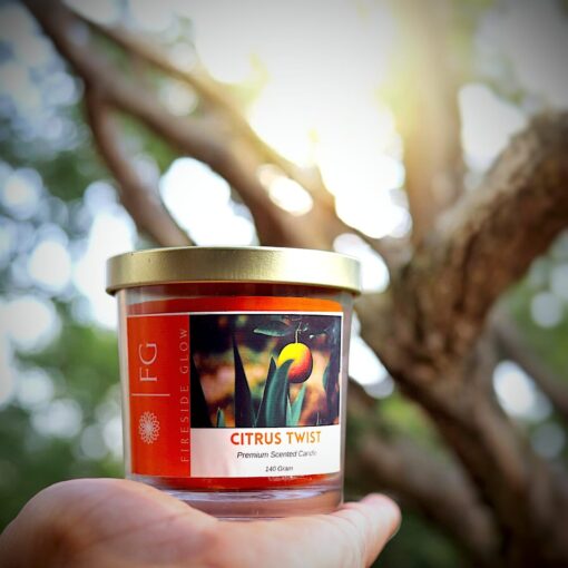 Citrus Twist- Fireside Glow Candles | 140 Gram Blended Soy Wax Scented Candle With Metal Lid