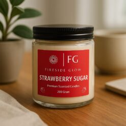 Strawberry Sugar – Fireside Glow Candles | 200 Gram Blended Soy Wax Scented Candle