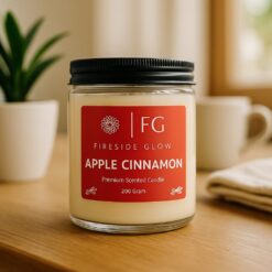 Apple Cinnamon - Fireside Glow Candles | 200 Gram Blended Soy Wax Scented Candle